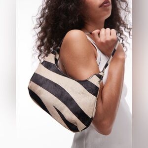 Mango Zebra Stripe Genuine Calf Hair Shoulder Bag